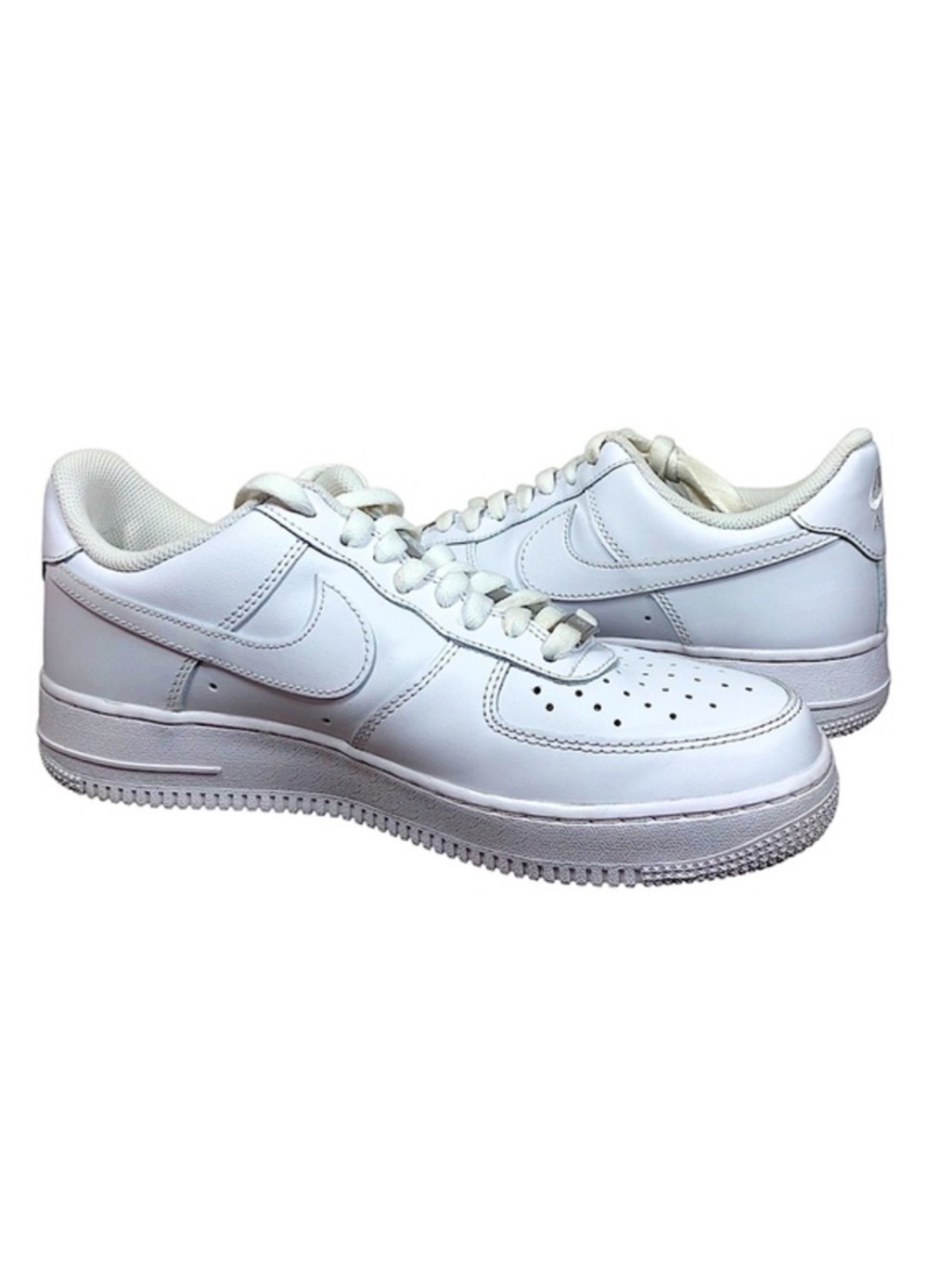Nike Cw2288-111 Mens Air Force 1 Leather Triple White Low Sneakers Shoes 8